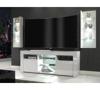 Furneo High Gloss & Matt White Living Room Set Tv Stand Display Cabinets White Led Lights Clifpuz 09