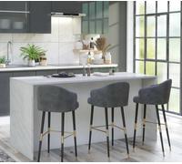 Furneo Kitchen Island Modern Breakfast Bar Cupboard White Marble Grey Stone Effect Ki06