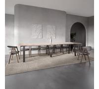 Furneo Lungo Oak Effect, 4 To 14 Seat Extending Dining Table, 130Cm - 330Cm