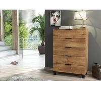 Furneo Modern Dark Oak Effect Chest Of Drawers Cabinet 5 Drawers Storage Cozy 05