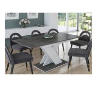 Furneo Modern Dining Table Extendable 120-160cm Grey Marble Effect Tavolo02 MDF