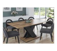 Furneo Modern Dining Table Extendable 120-160cm Oak Effect Tavolo03 MDF