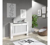 Furneo Modern High Gloss White Radiator Cover Medium