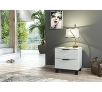 Furneo Modern White 2 Drawer Chest Of Drawers Bedside Cabinet Storage Pine Effect Cozy 02