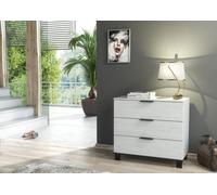 Furneo Modern White 3 Drawer Chest Of Drawers Cabinet Storage Pine Effect Cozy 03