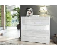 Furneo Modern White 4 Drawer Chest Of Drawers Cabinet Storage Matt & High Gloss Clifton 17