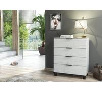 Furneo Modern White 4 Drawer Chest Of Drawers Cabinet Storage Pine Effect Cozy 04