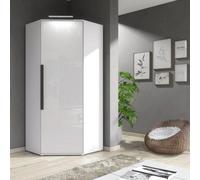 Furneo Modern White High Gloss & Matt Corner Wardrobe Bedroom Closet Sotrage With Led Light Clifton 14