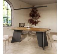 Furneo Monza, Dark Oak Effect, Modern Extending Dining Table, 156Cm To 206Cm