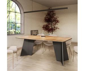 Furneo Monza, Light Oak Effect, Modern Extending Dining Table, 156Cm To 206Cm