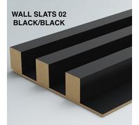 Furneo Wall Slats Decorative Wooden Panels Lamele Black On Black 240Cmx88Cm