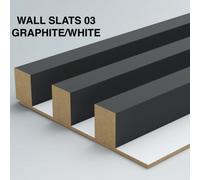 Furneo Wall Slats Decorative Wooden Panels Lamele Graphite On White 240Cmx88Cm