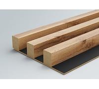 Furneo Wall Slats Decorative Wooden Panels Oak Black Grey White Lamele 240cmx88cm (Oak on Black 01)