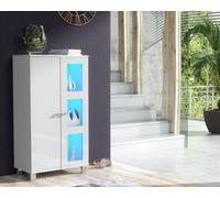 Furneo White Sideboard Cabinet Modern High Gloss &matt Cupboard Blue Led Lights Mia 02