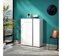 FurniComp LTD Furnicomp Athens 2 Door 1 Drawer White Gloss And Anthracite 20 Pair Shoe Cabinet