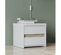 FurniComp LTD Furnicomp Avery 2 Drawer Matt White And Oak Bedside Table