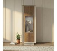 FurniComp LTD Furnicomp Berlin 1 Door 67Cm Cashmere And Mercure Oak Glass Display Cabinet