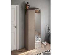FurniComp LTD Furnicomp Chelsea 2 Door Bronze And Mercure Oak Tall Mirrored Shoe Storage Cupboard Cabinet