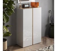 FurniComp LTD Furnicomp Chelsea 2 Door White Gloss And Cadiz Oak Large 25 Pair Shoe Storage Cupboard