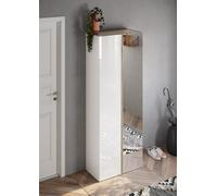 FurniComp LTD Furnicomp Chelsea 2 Door White Gloss And Cadiz Oak Tall Mirrored Shoe Storage Cupboard Cabinet