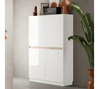 FurniComp LTD Furnicomp Chelsea 4 Door White Gloss And Cadiz Oak Tall Sideboard/highboard