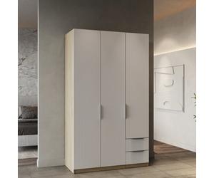 FurniComp LTD Furnicomp Chicago 3 Door 2 Drawer Matt White & Oak Effect 120Cm Space Saving Triple Wardrobe