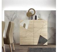 FurniComp LTD Furnicomp Giulia 2 Door Oak Tall Sideboard/highboard With Mirrors