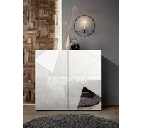 FurniComp LTD Furnicomp Giulia 2 Door White Gloss Tall Sideboard/highboard With Mirrors