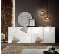 FurniComp LTD Furnicomp Giulia 4 Door White Gloss Sideboard With Mirrors