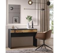 FurniComp LTD Furnicomp Kompact Large Black And Pero Oak Home Office Desk/dressing Table