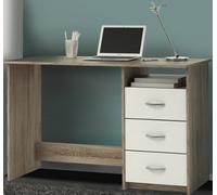 FurniComp LTD Furnicomp London 3 Drawer White And Brushed Oak Office Desk/study Table