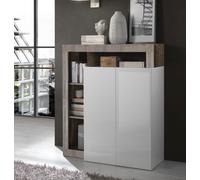 FurniComp LTD Furnicomp Lorenzo 2 Door White Gloss And Pero Oak Highboard