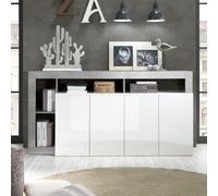 FurniComp LTD Furnicomp Lorenzo 4 Door White Gloss And Concrete Grey Sideboard