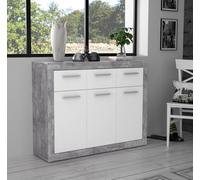 FurniComp LTD Furnicomp Orlando White And Concrete Grey 3 Door 3 Drawer Sideboard