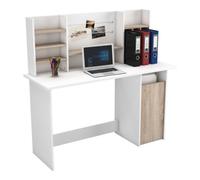 FurniComp LTD Furnicomp Renee 1 Door White And Brushed Oak Office Desk With Hutch