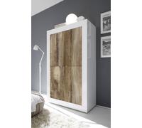 FurniComp LTD Furnicomp Selene 4 Door White Gloss And Pero Oak Tall Sideboard/highboard
