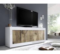 FurniComp LTD Furnicomp Selene Large 2 Door 2 Drawer White Gloss And Pero Oak Tv Stand