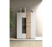 FurniComp LTD Furnicomp Seville 2 Door White Gloss And Cadiz Oak Display Cabinet