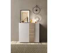 FurniComp LTD Furnicomp Seville 2 Door White Gloss And Cadiz Oak Tall Sideboard/highboard