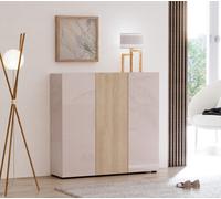 FurniComp LTD Furnicomp Vida 3 Door 120Cm Cashmere & Oak 30 Pair Large Shoe Cabinet