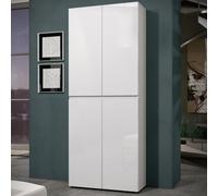 FurniComp LTD Furnicomp Vida 4 Door 80Cm White Gloss Tall Shoe Cabinet/storage Cupboard