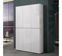 FurniComp LTD Furnicomp Vida 6 Door 122Cm White Gloss Tall Shoe Cabinet/storage Cupboard