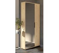 FurniComp LTD Furnicomp Zurich 2 Door Oak Large Tall Mirrored Shoe Storage Cabinet