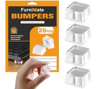 FurniMate Rubber Feet, 20PCS Clear Square Rubber Bumpers, Non-Slip, Self Adhesive, Eco-Friendly, Suitable for Speakers, Laptop, Appliances