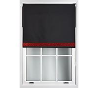 Furnished Black Blackout Fabric with Red Glitter Accent - Trimmable Roller Blind | Size: 90 cm width x 165 cm drop Furnished Black 90 cm width x 165 cm drop