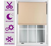 Furnished Blackout Blind With Diamante Braiding Free Cut Service - Cappuccino (W)210Cm X (L)165Cm