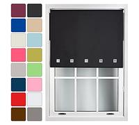 FURNISHED Blackout Blinds Roller Shade Window Blind with Chrome Square Eyelets Customized Width Made to Measure, Black, 180cm x 210cm