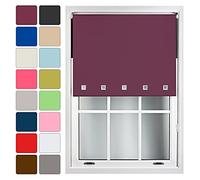 FURNISHED Blackout Blinds Roller Shade Window Blind with Chrome Square Eyelets Customized Width Made to Measure, Aubergine, 120cm x 210cm