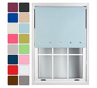 FURNISHED Blackout Blinds Roller Shade Window Blind with Chrome Square Eyelets Customized Width Made to Measure, Duck Egg Blue, 120cm x 165cm