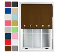 FURNISHED Blackout Blinds Roller Shade Window Blind with Chrome Square Eyelets Customized Width Made to Measure, Brown, 120cm x 165cm
